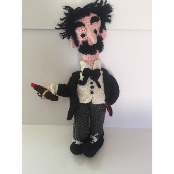 Vintage Groucho Marx Doll Crocheted Handmade Cigar And Formal Tails - Picture 1 of 10